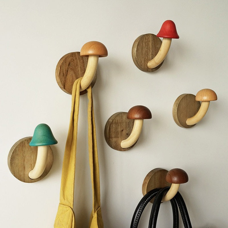 Wooden Mushroom Hook Aesthetic Room Decor
