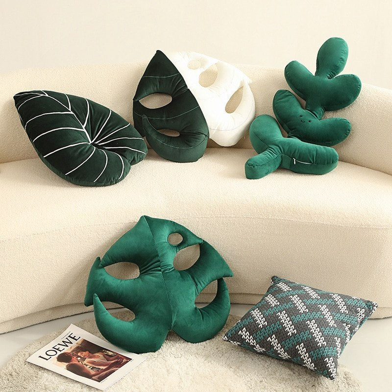 Monstera Plush Pillow | Leaf Pillow
