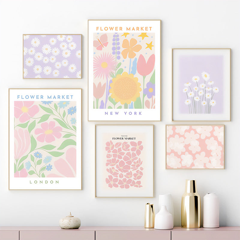 Pastel Flowers Canvas Poster | Roomcore