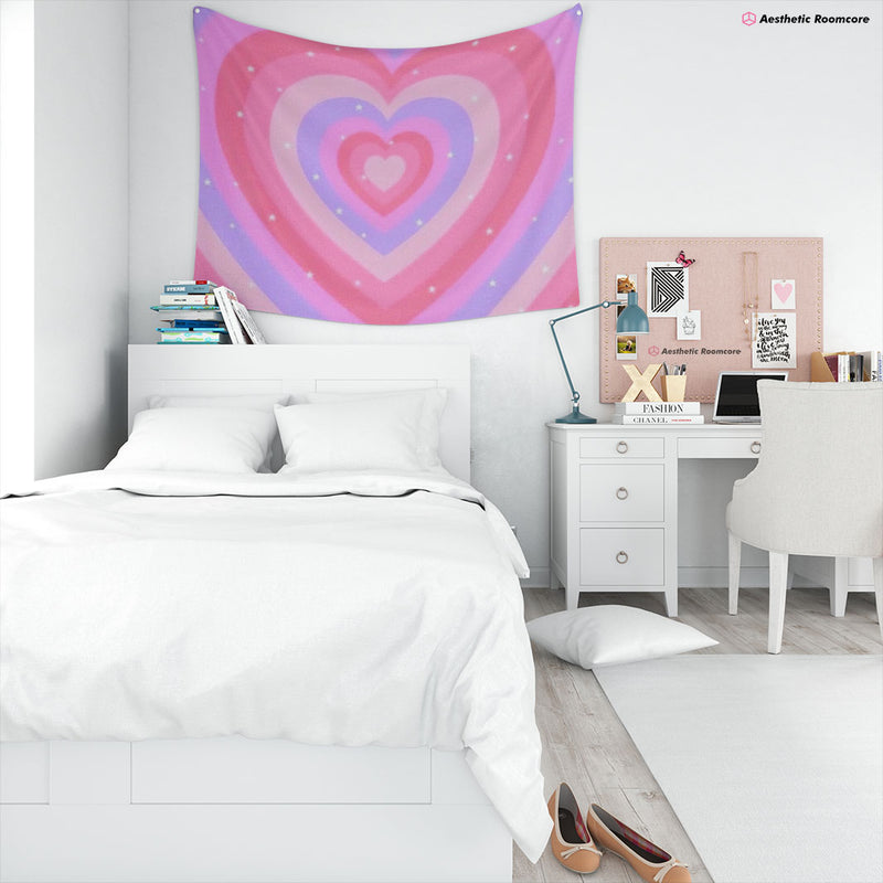 Y2K Heart Tapestry - Aesthetic Roomcore