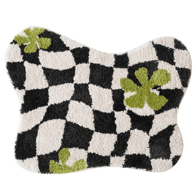 irregular checkered rug