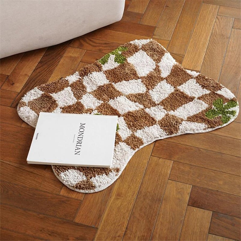 irregular checkered rug