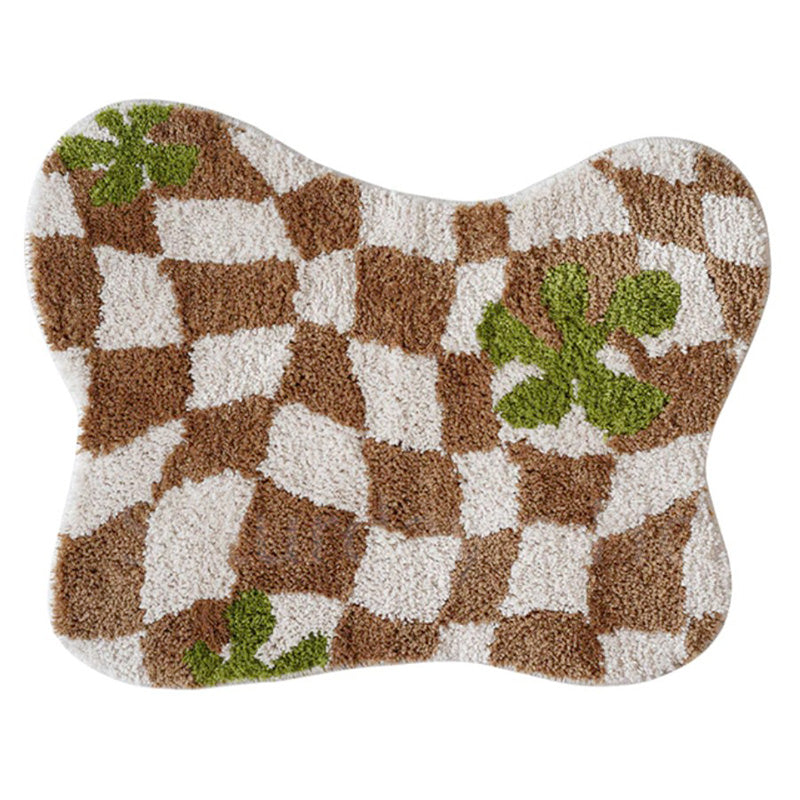 irregular checkered rug
