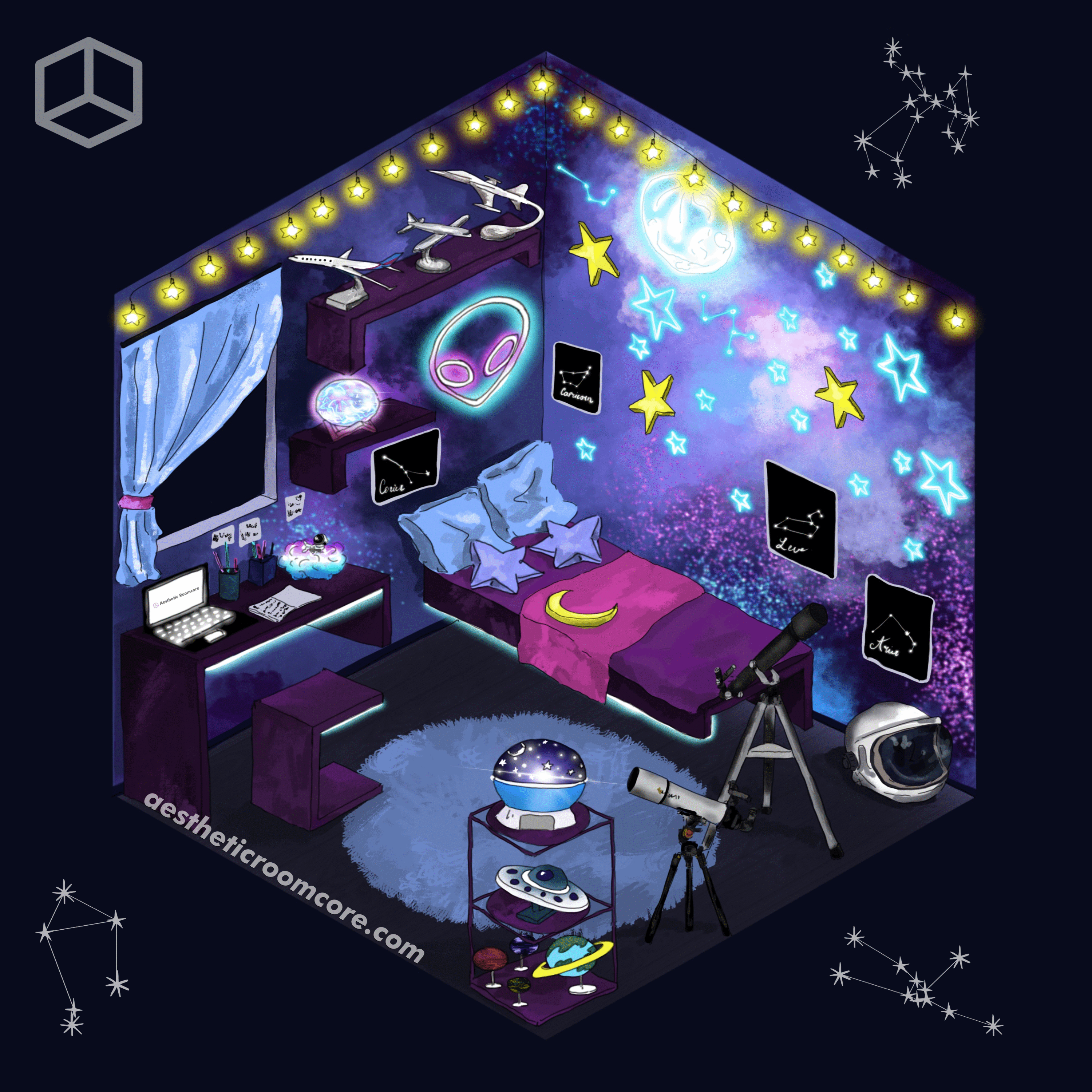 Galaxy online themed bedroom