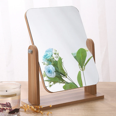 Rotatable Wooden Desk Mirror | Aesthetic Room Decor