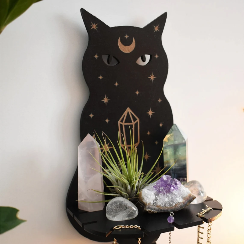 Black Cat Shelf | Aesthetic Room Decor