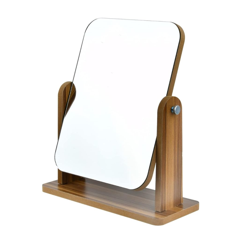 Rotatable Wooden Desk Mirror | Aesthetic Room Decor