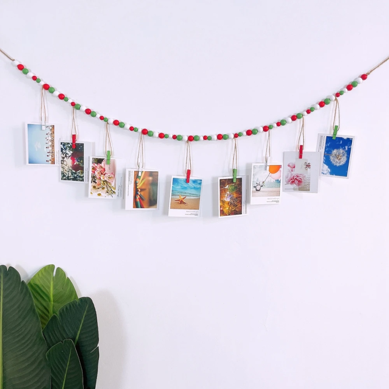 Wooden Beads Wall Hanging Photo Display | Room Decor
