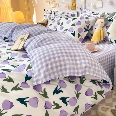 Purple Flowers Bedding Set | Aesthetic Room Decor