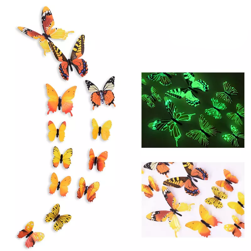 Luminous 3D Butterfly Stickers | Aesthetic Room Decor