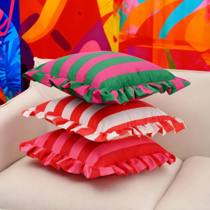 Stripe And Lace Cushion Cover | Aesthetic Room Decor