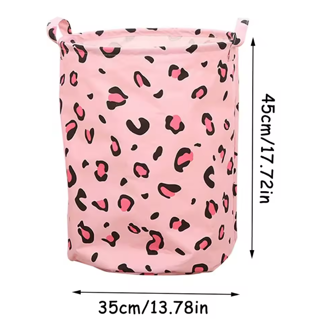 Pink Leopard Laundry Basket | Aesthetic Room Decor