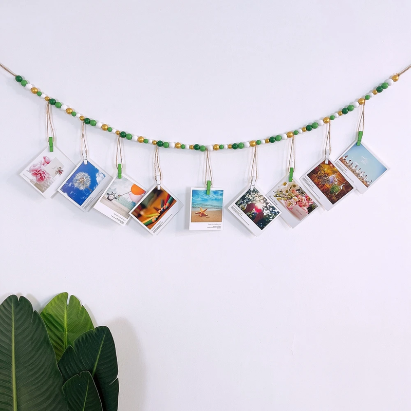 Wooden Beads Wall Hanging Photo Display | Room Decor