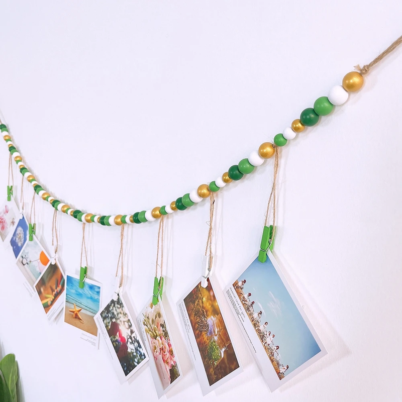 Wooden Beads Wall Hanging Photo Display | Room Decor