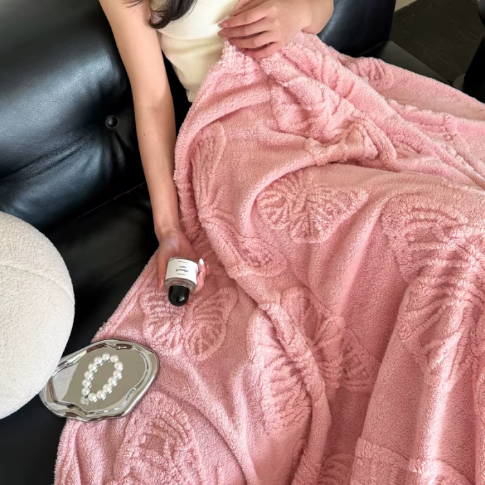 Pastel Pink Butterfly Blanket | Aesthetic Room Decor