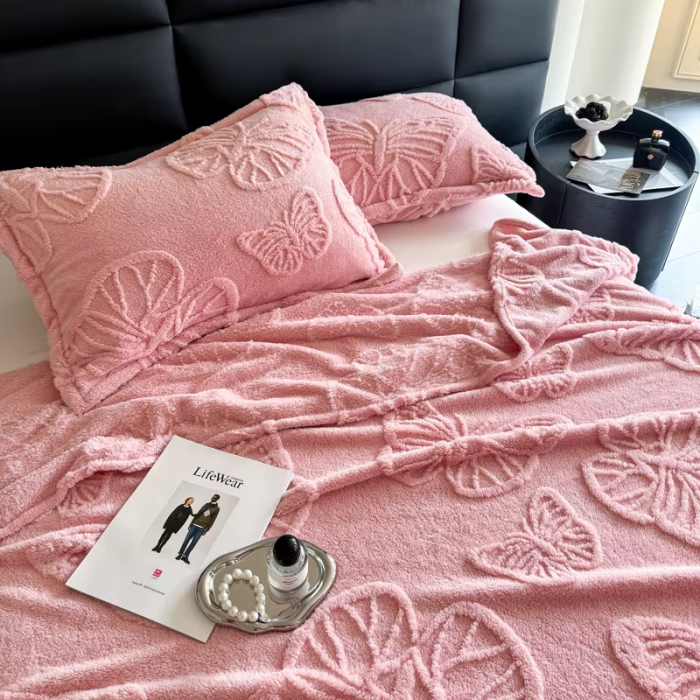 Pastel Pink Butterfly Blanket | Aesthetic Room Decor