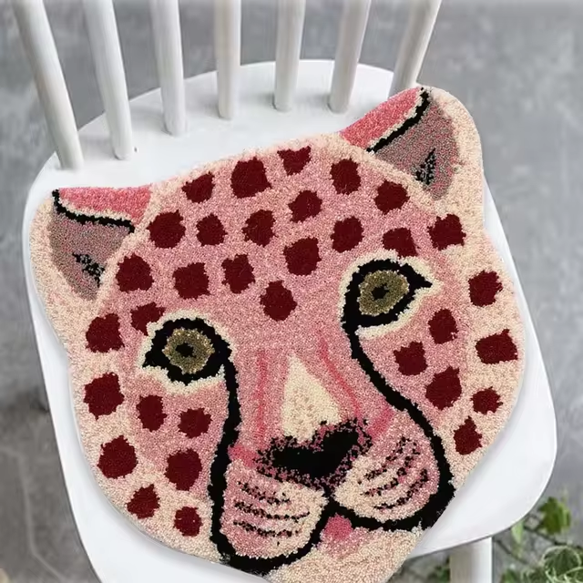 Preppy Pink Leopard Rug | Aesthetic Roomcore