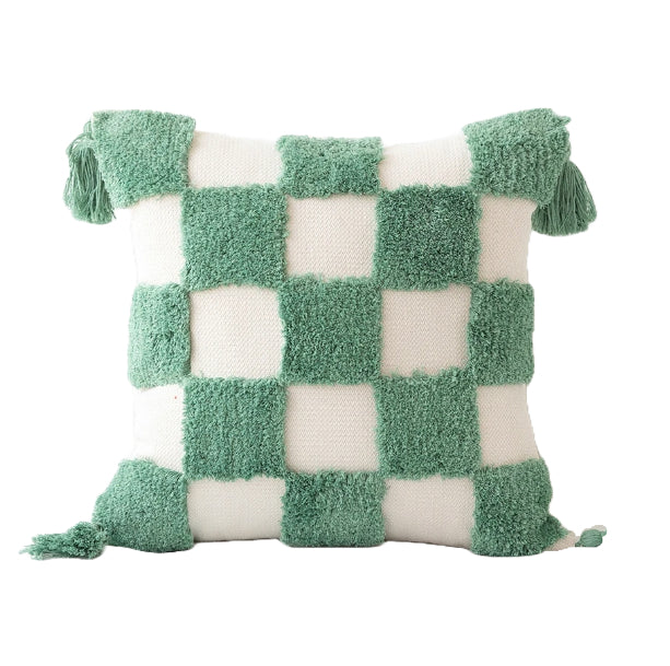 Green Checkered Cushion Cover | Aesthetic Room Decor