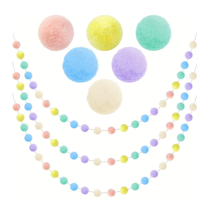 Rainbow Pompom Garland | Aesthetic Room Decor