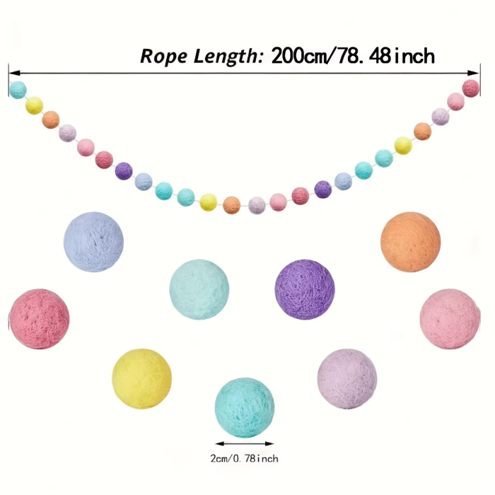 Rainbow Pompom Garland | Aesthetic Room Decor