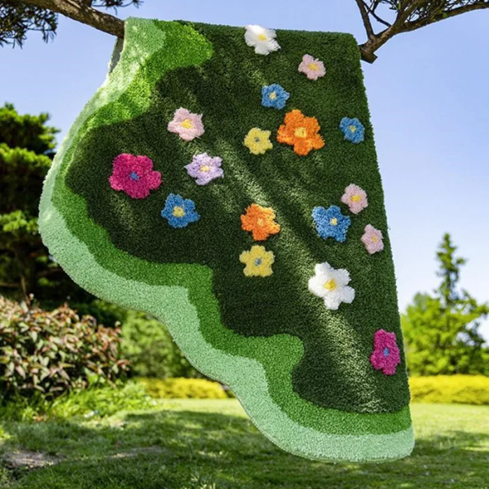 Wavy Floral Rug | Aesthetic Room Decor