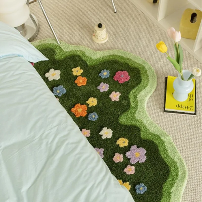 Wavy Floral Rug | Aesthetic Room Decor