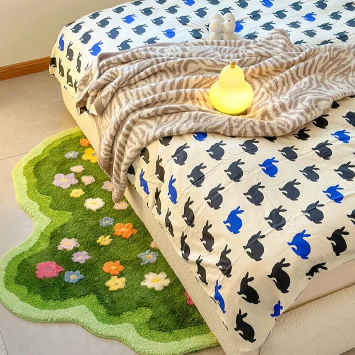 Wavy Floral Rug | Aesthetic Room Decor