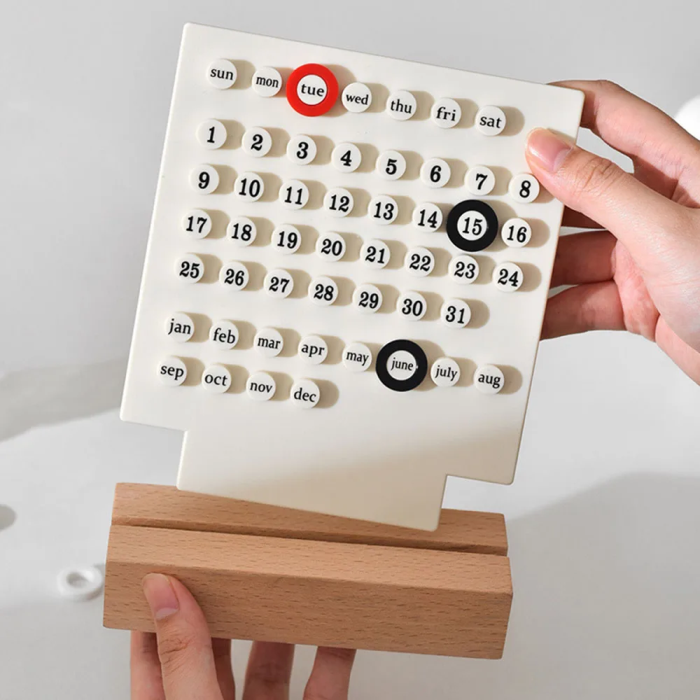 Wooden Perpetual Calendar | Aesthetic Room Decor