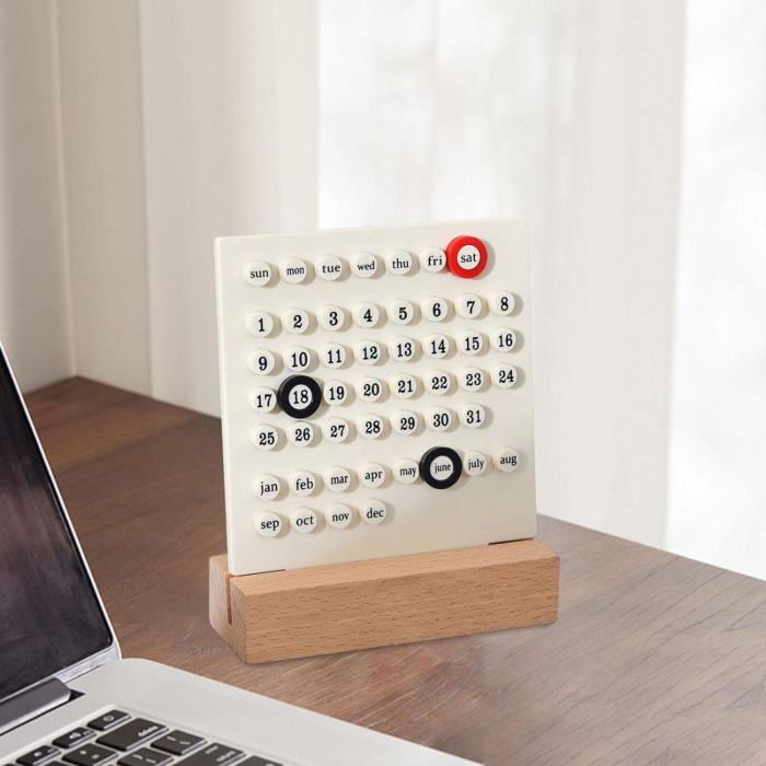 Wooden Perpetual Calendar | Aesthetic Room Decor