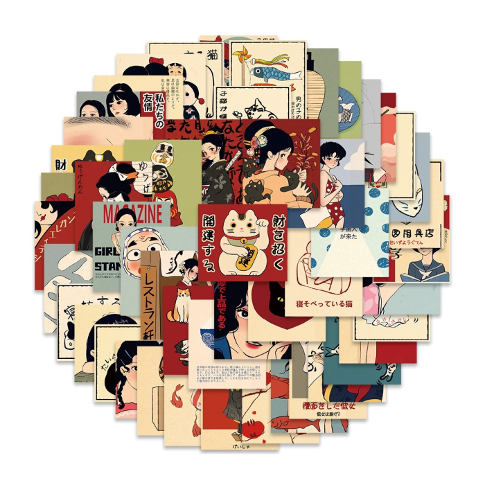 Retro Japanese Stickers | Aesthetic Room Decor