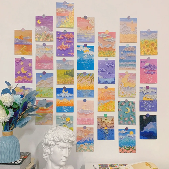 Pastel Oil Painting Wall Collage | Aesthetic Wall Decor