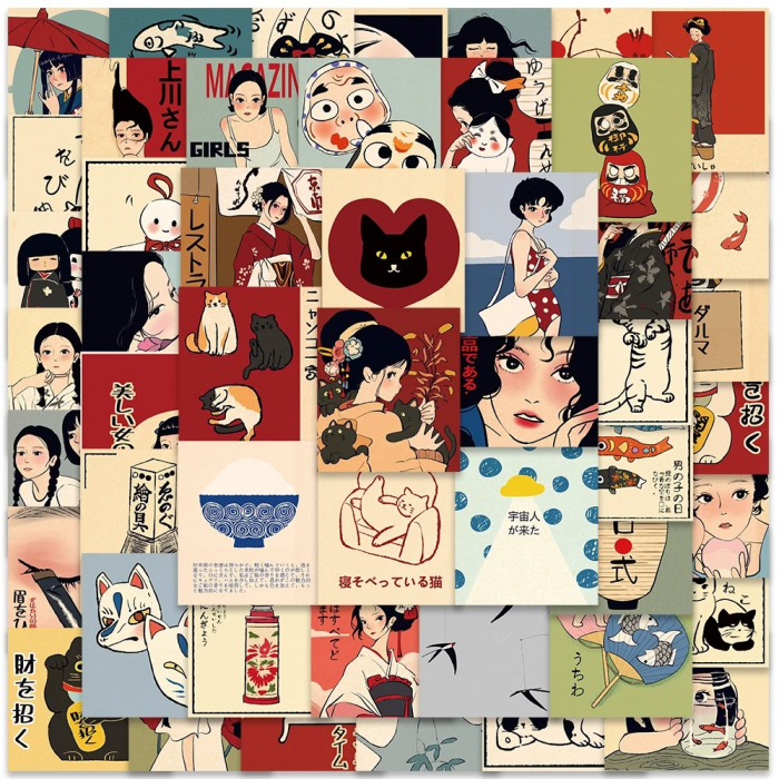 Retro Japanese Stickers | Aesthetic Room Decor