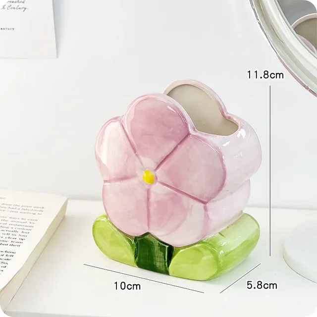 Ceramic Flower Pen Holder | Aesthetic Accessories