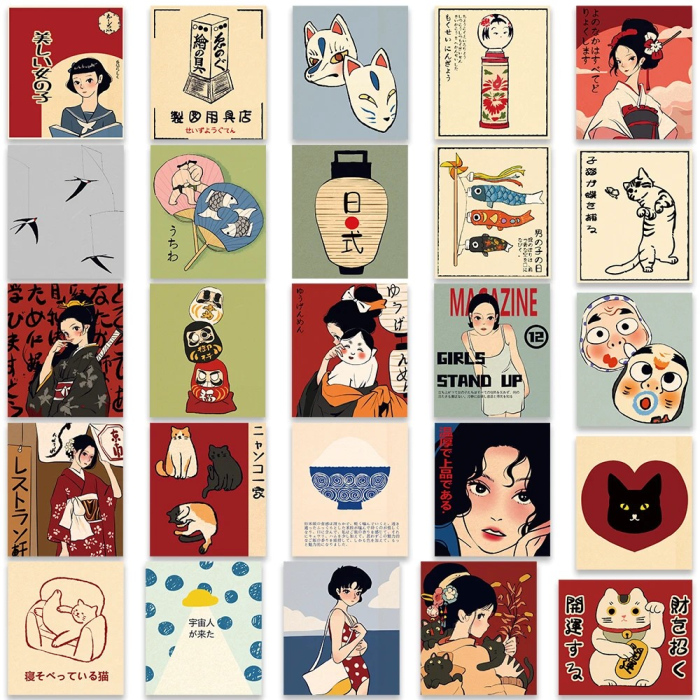 Retro Japanese Stickers | Aesthetic Room Decor