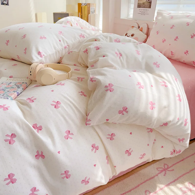 Blush Ribbon Bedding Set | Aesthetic Bedding