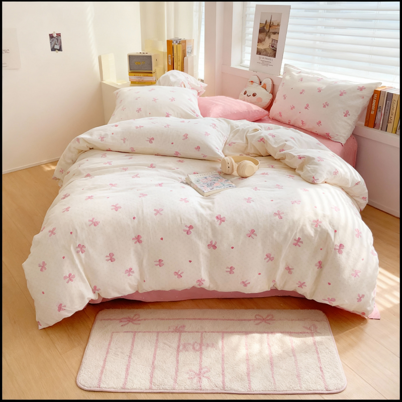 Blush Ribbon Bedding Set | Aesthetic Bedding
