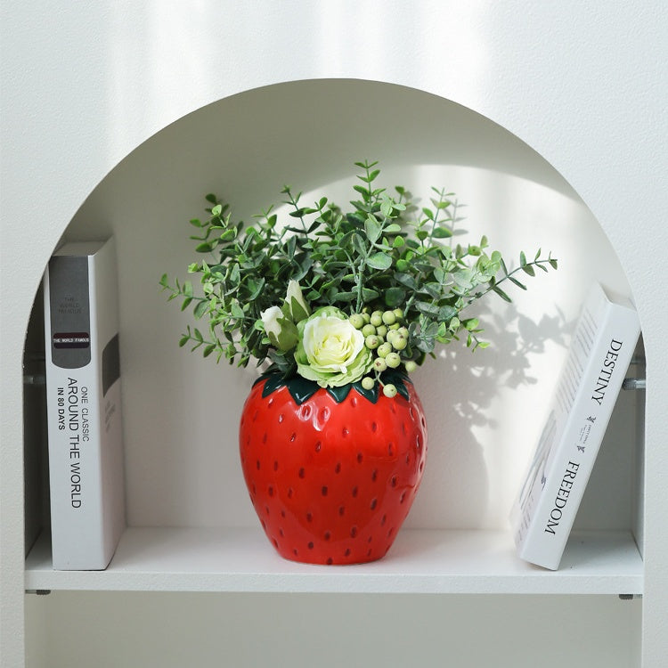 Sweet Strawberry Ceramic Vase | Aesthetic Room Decor