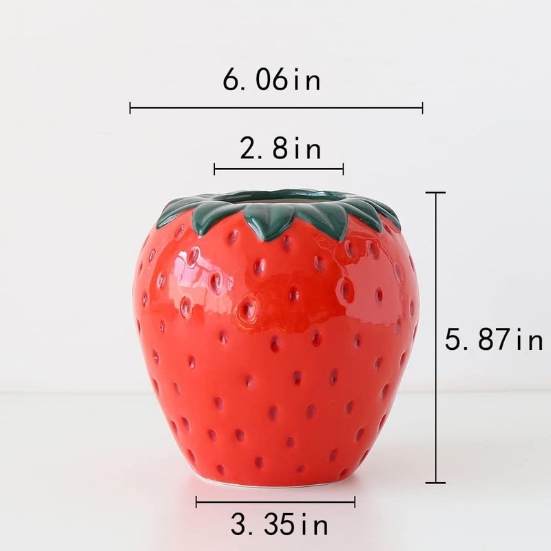 Sweet Strawberry Ceramic Vase | Aesthetic Room Decor