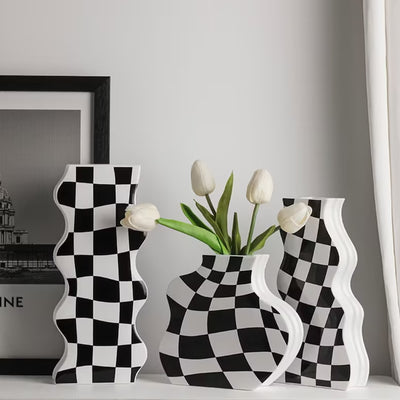 Checkered Ceramic Vase