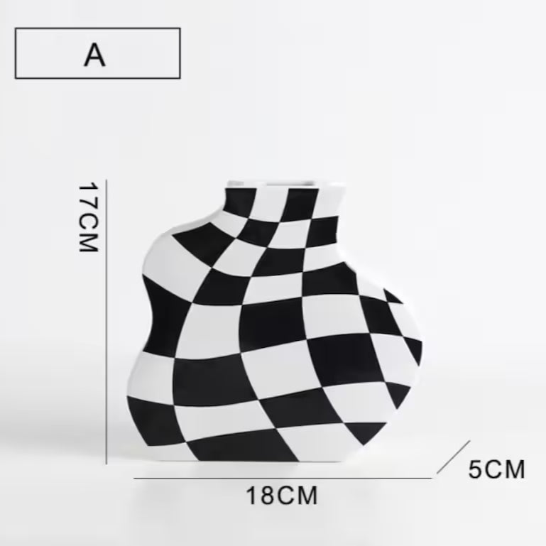 Checkered Ceramic Vase