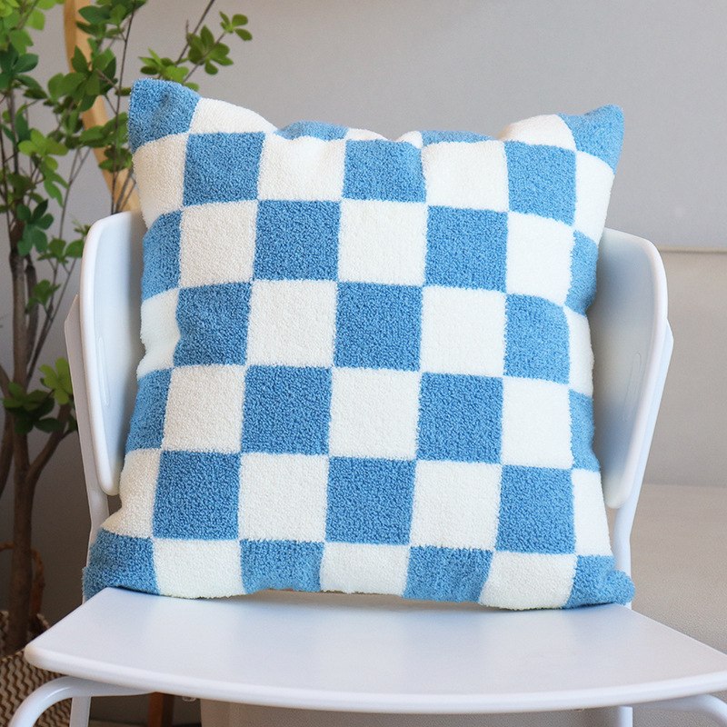 Plush Checkered Pillow Case