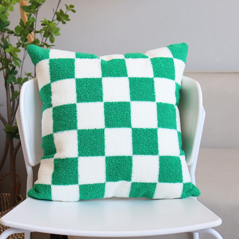 Plush Checkered Pillow Case