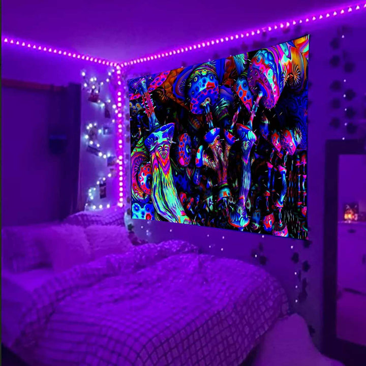 Room Ideas Grunge Tapestry Trippy Black Light Tapestry Trippy