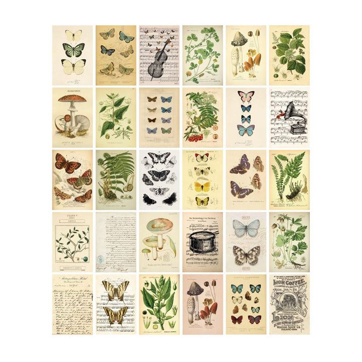 Dark Academia Kit Poster Da Parete - Set Di 4 Stampe Botaniche Forestali, 20x25 Cm, Decorazione Camera Da Letto, Dormitorio, Regalo