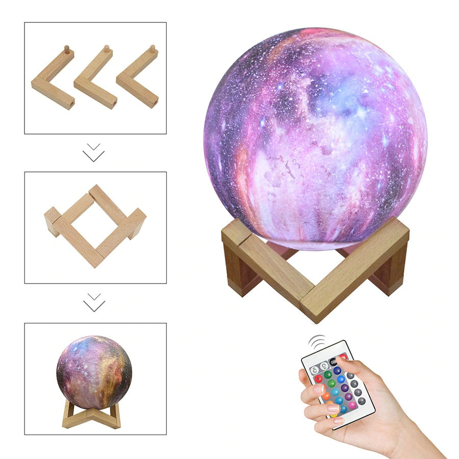 Gingko Black Purple Smart Floating Galaxy Desk Lamp - LED Touch Control, 16 Colors