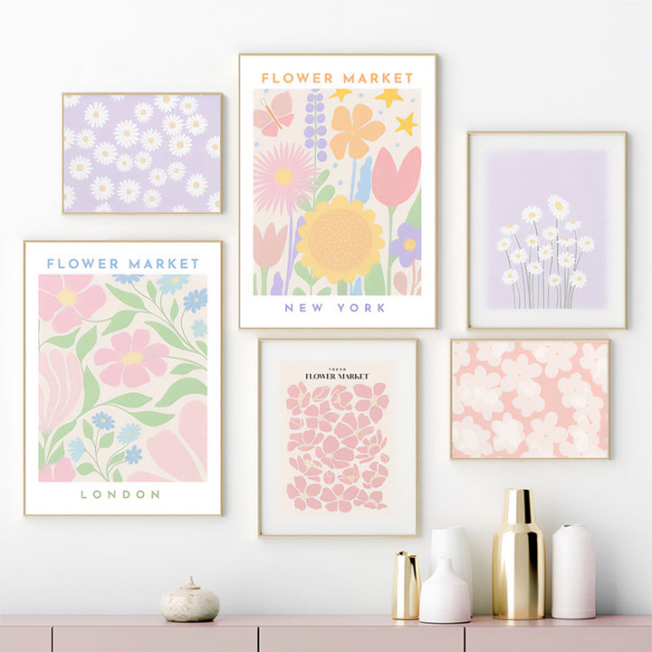 Pastel Flowers Canvas Poster | Aesthetic Roomcore