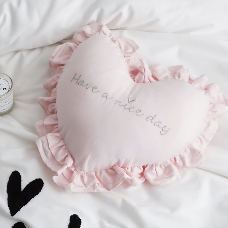 Ruffled Heart Cushion - light pink