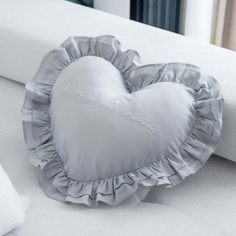Ruffled Heart Cushion - grey