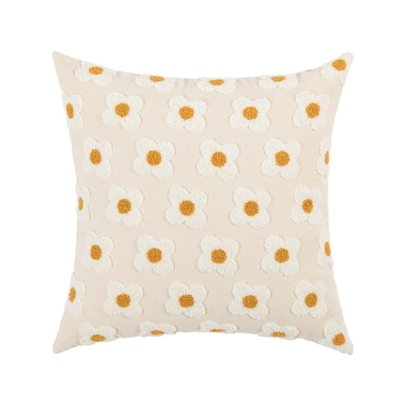 Floral Daisy Cushion Cover - beige