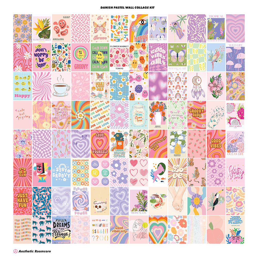 Danish Pastel Wall Collage Kit - Digital Collage